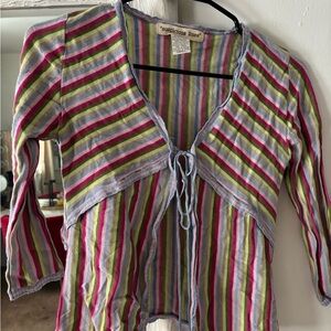 Blue and Pink Striped Women's Cardigan